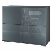 KOMMODE Rova Grau Hochglanz - Grau, Holzwerkstoff (92.5/75.5/35cm) - Vladon