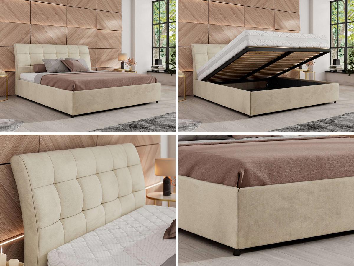 POLSTERBETT GALA CLASSIC 180/200 - Beige Velvet - Multipocket-Matratze - Beige, Textil (180/200cm) - MKS