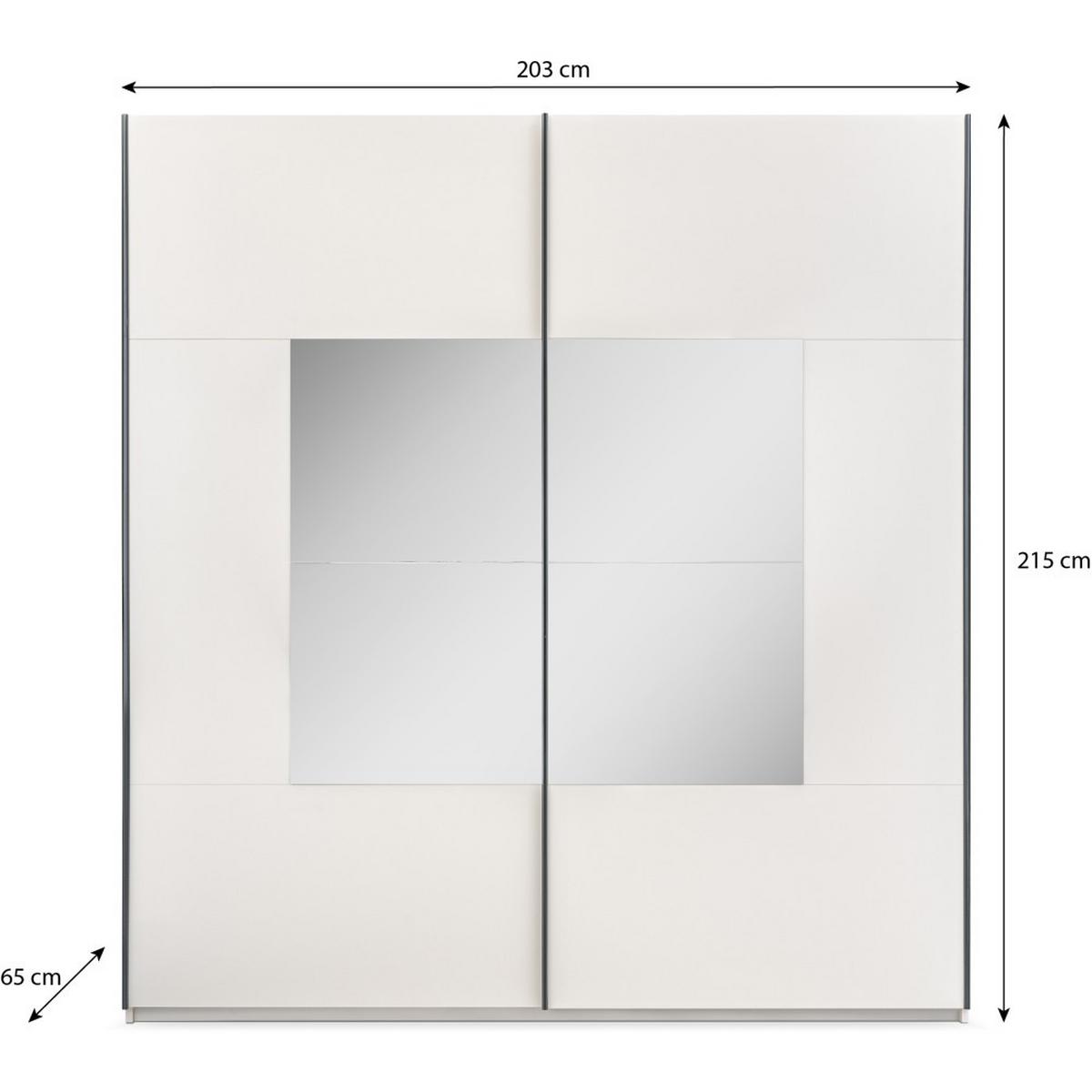 SCHWEBETÜRENSCHRANK Brooklyn mit 2 Türen und Spiegel, kaschmir, 203 cm - Kaschmir, Holzwerkstoff (203/215/65cm) - Beautysofa