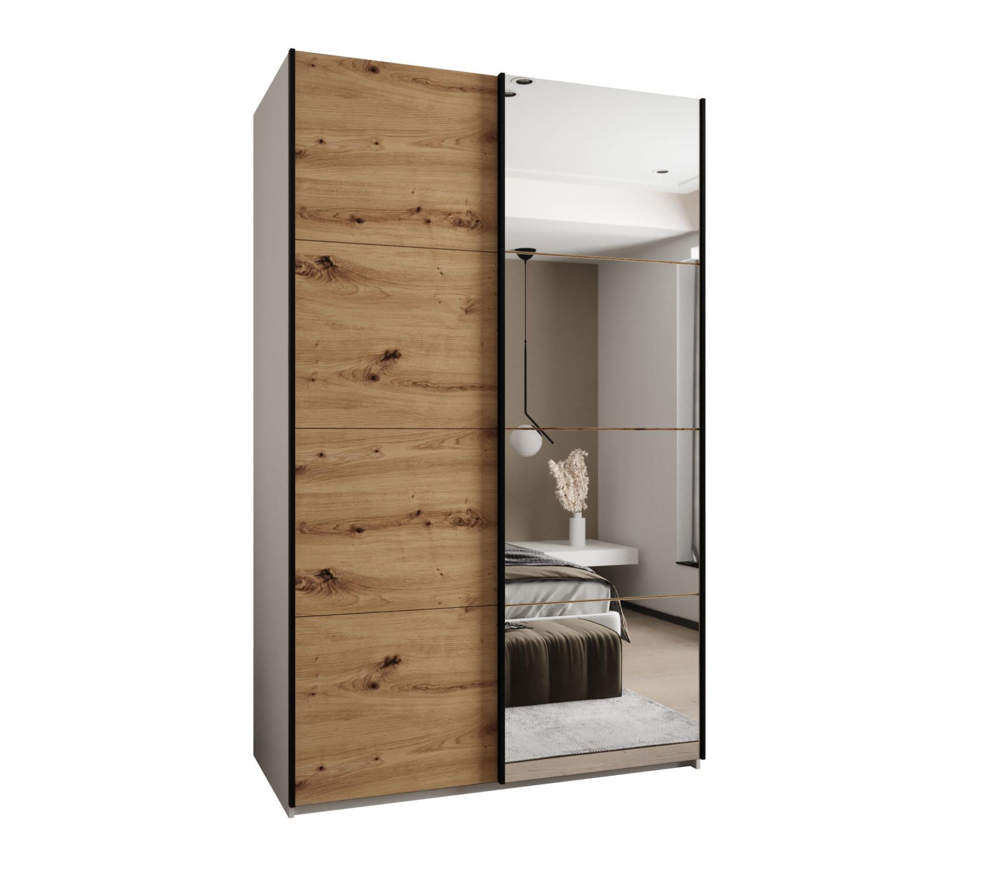 SCHWEBETÜRENSCHRANK 245,5/160/64 2-türig - Schwarz/Eiche Artisan, Holz/Metall (160/245/64cm) - Abiks Möbel