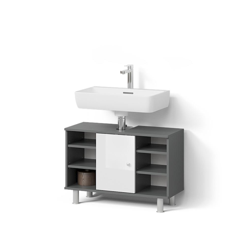 WASCHBECKENUNTERSCHRANK Fucino Weiß Hochglanz 80 x 54 cm - Weiß Hochglanz, Holzwerkstoff (80/54/32cm) - Livinity®