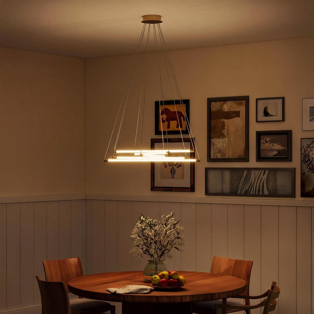 LED-DECKENLAMPE, 50W, 5 anpassbare Lichtrohre, anpassbar, Gold+Weiß - Multicolor, Metall (82/82/124cm) - HOMCOM