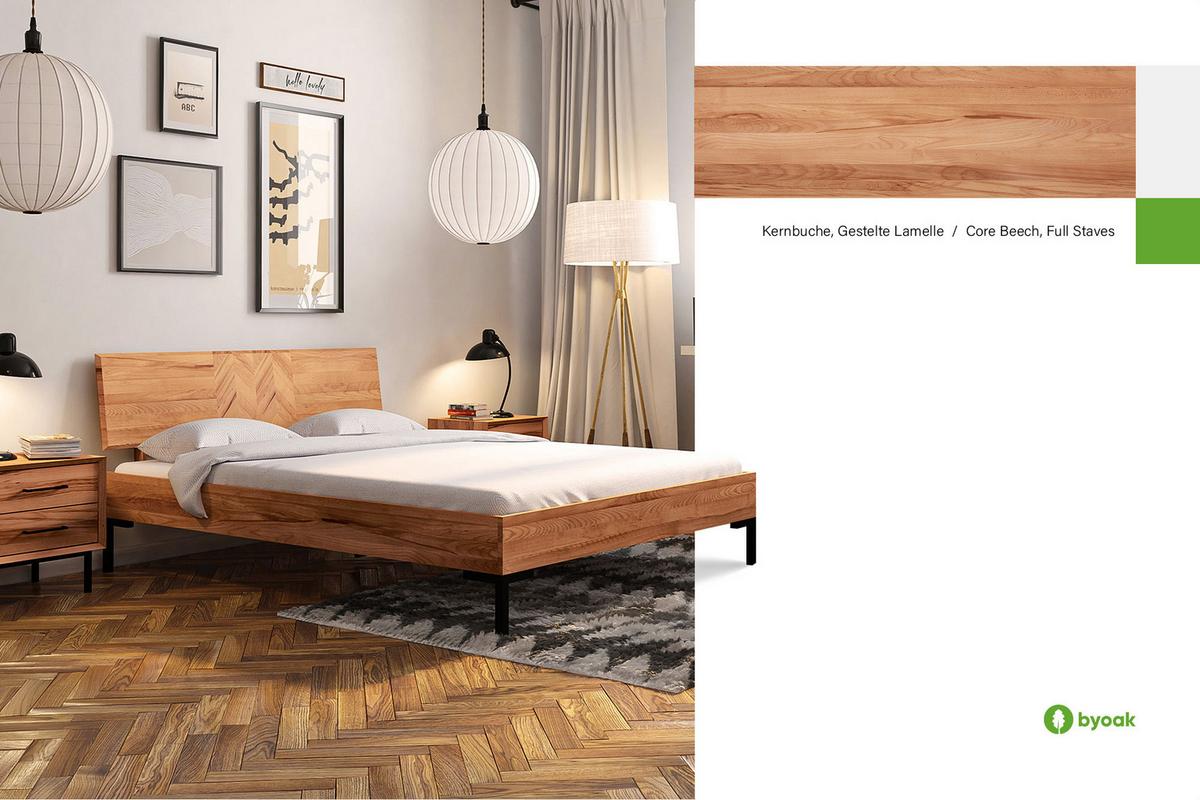 BETT LEON 2 80x200 Kernbuche - Kernbuche, Holz (80/200cm) - byoak