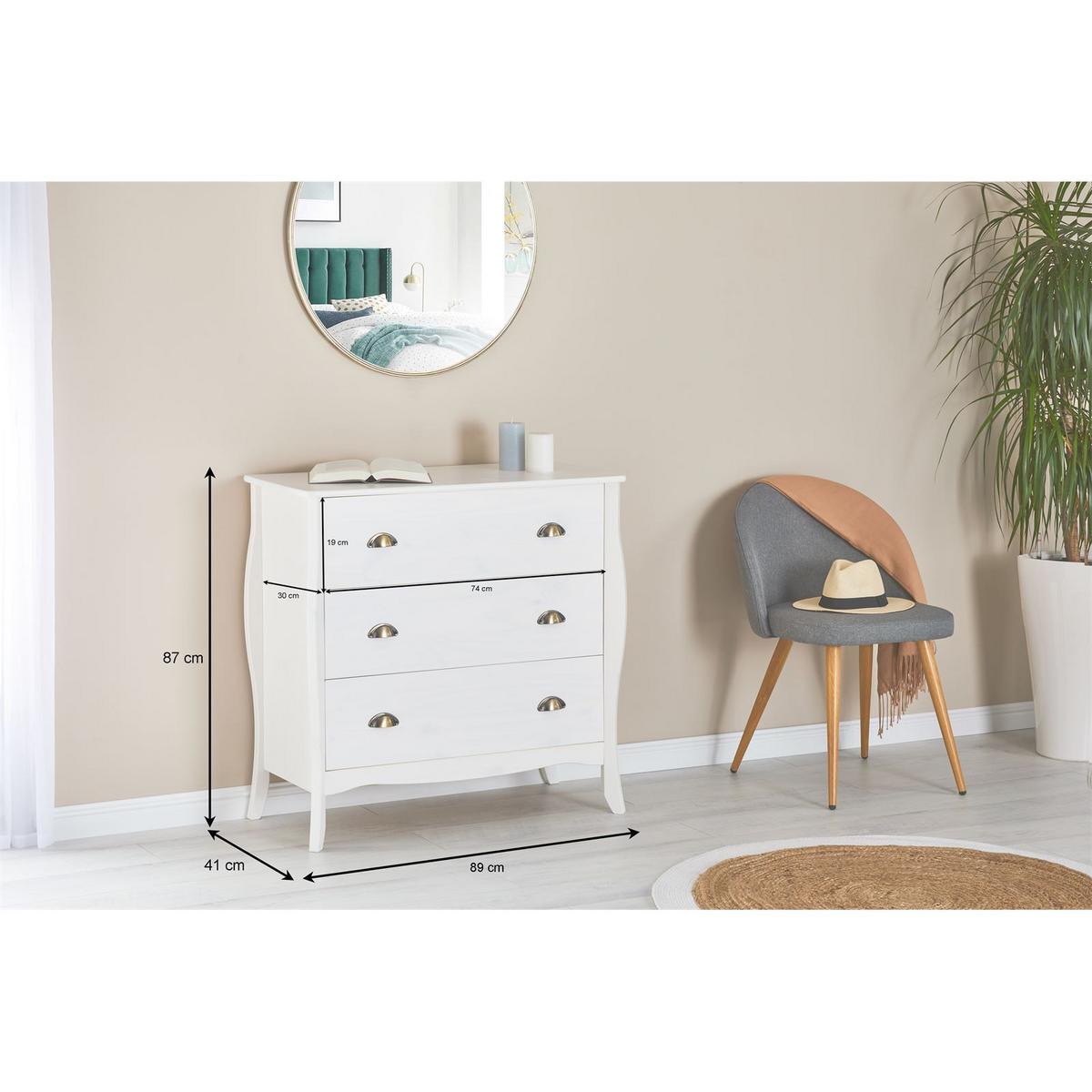 KOMMODE ANTOINETTE weiß - Weiß, Holz (89/87/43cm) - IDIMEX