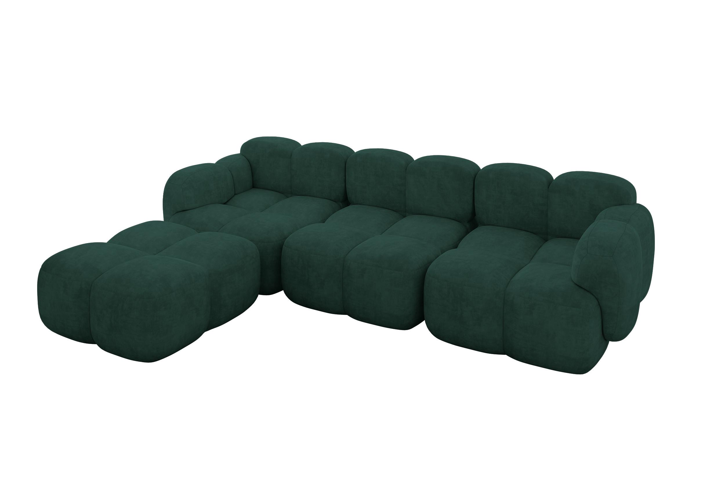 ECKSOFA modulares Sofa Links Miko-L2 302x205x75 Grün Velours - Schwarz/Grün, Holzwerkstoff/Kunststoff (302/205cm) - ALTDECOR