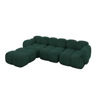 ECKSOFA modulares Sofa Links Miko-L2 302x205x75 Grün Velours - Schwarz/Grün, Holzwerkstoff/Kunststoff (302/205cm) - ALTDECOR