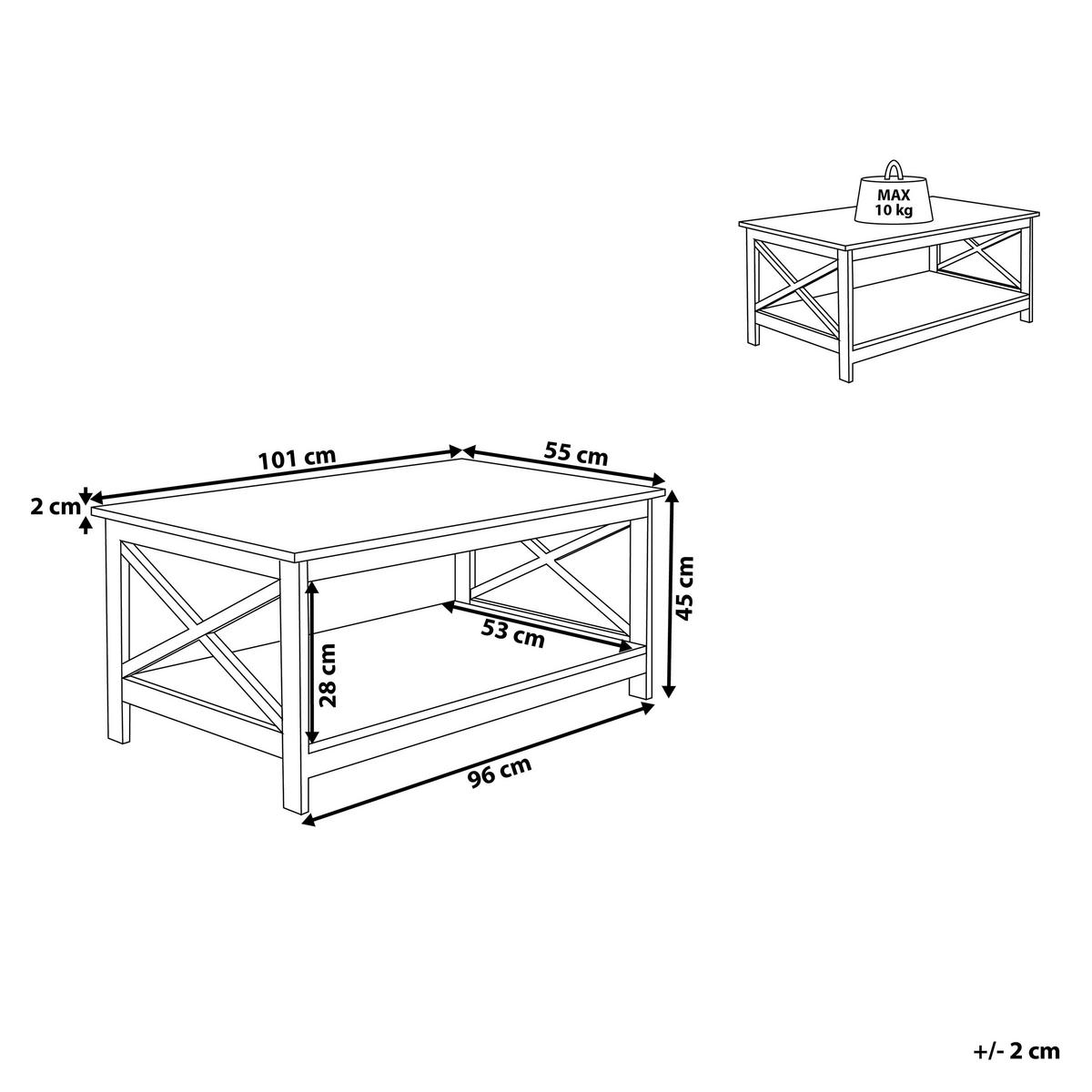COUCHTISCH schwarz rechteckig 55/100 cm Foster - Schwarz, Holzwerkstoff (55/100/45cm) - Beliani