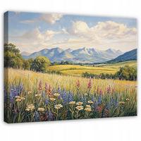 BILDER Blumenwiese Feld Aquarell Wohnzimmer 60x40 - Multicolor, Holzwerkstoff (60/40cm) - Wallarena