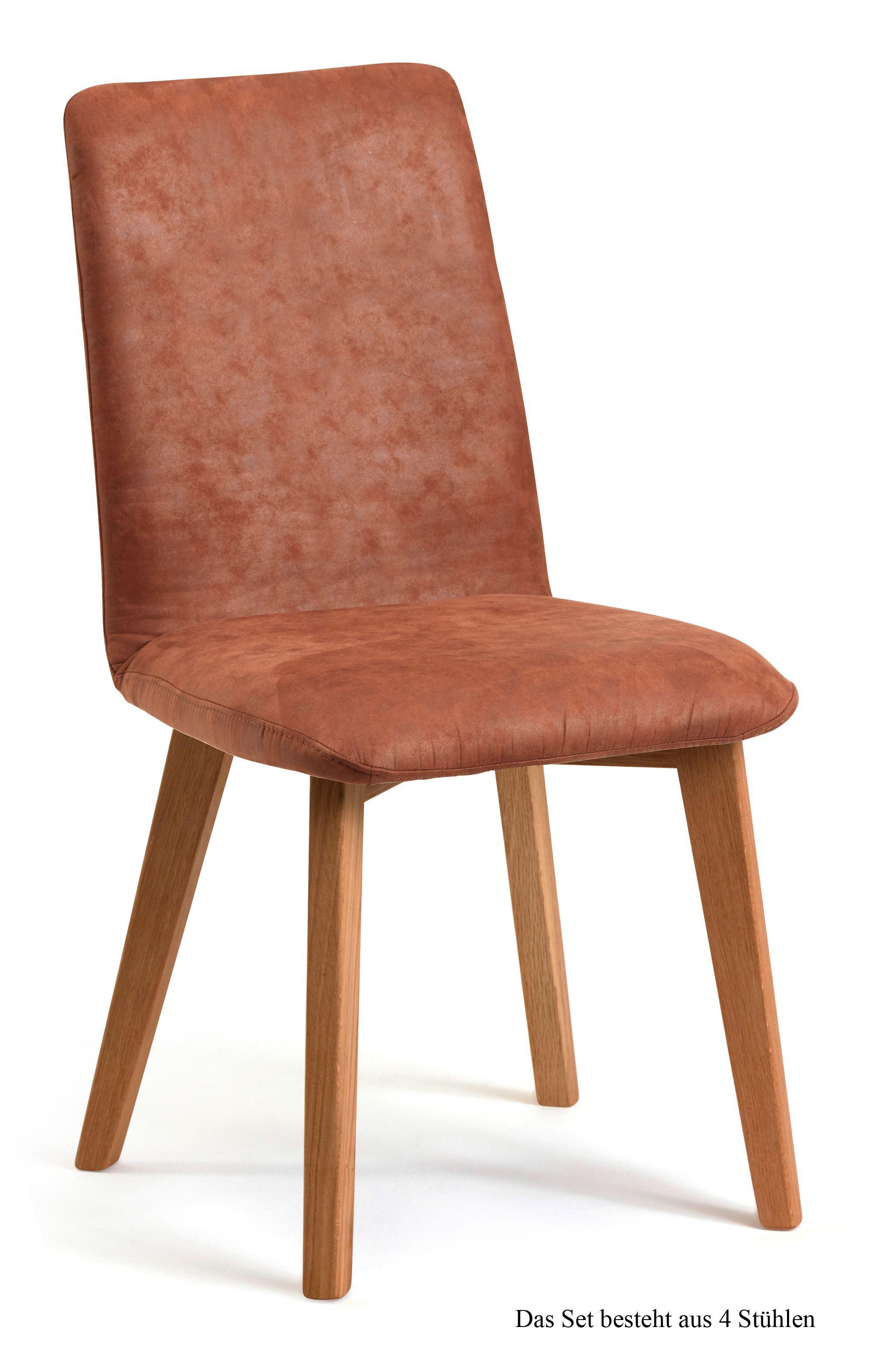 ESSZIMMERSTUHL (4er-Set) Darci 47x92x60 Eiche geölt/Cognac - Cognac/Eichefarben, Kunststoff (60/92/47cm) - 58aufmkessel