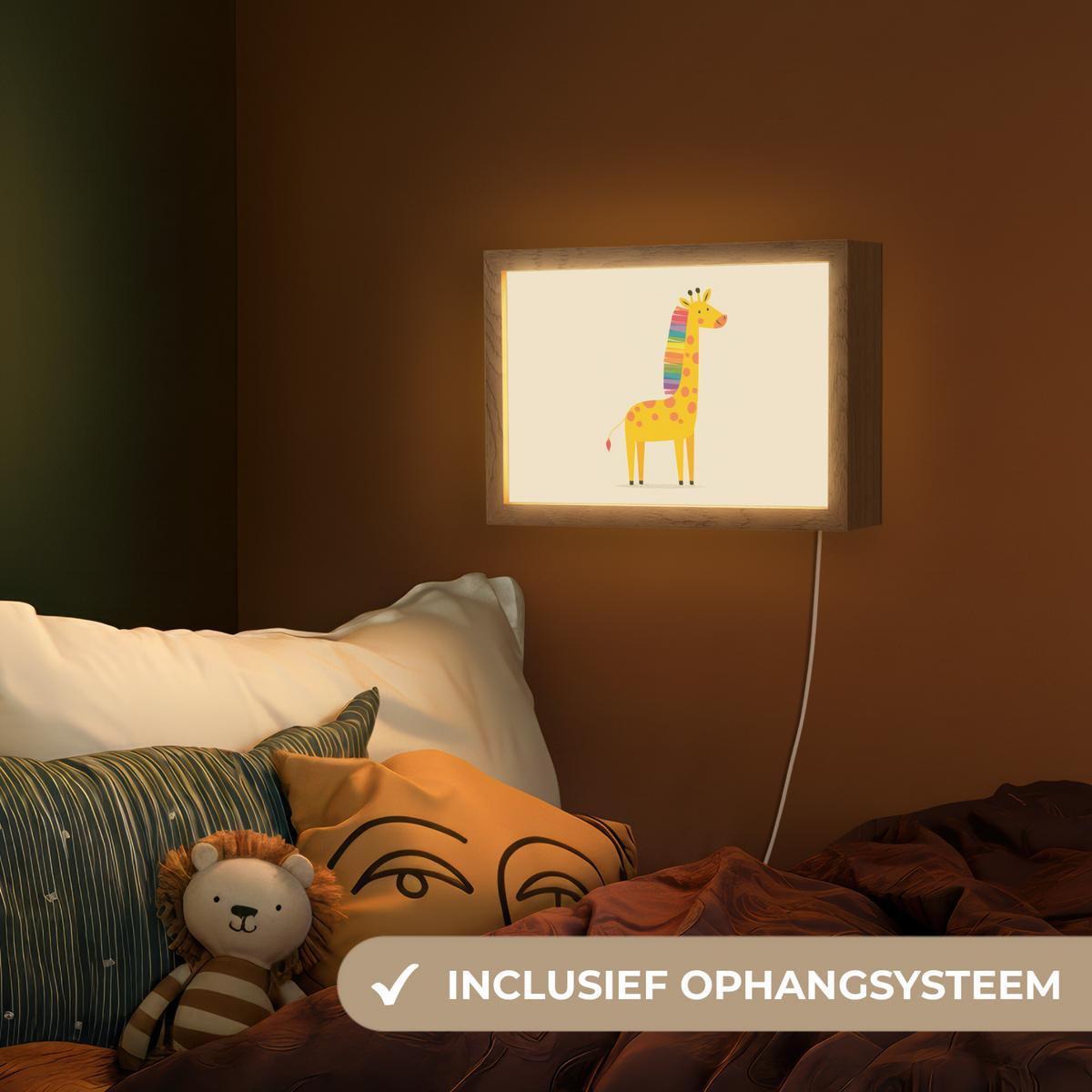 NACHTTISCHLAMPE Giraffe - Regenbogenmähne - Beige 30x20 cm - Beige, Holzwerkstoff (8/30/20cm) - OnlyWow