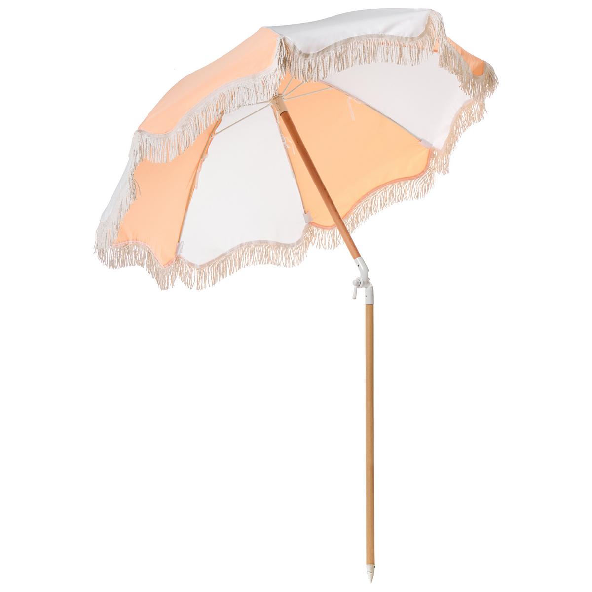 SONNENSCHIRM 155 cm Orange Mondello - Weiß/Orange, Holz (155/155cm) - Beliani