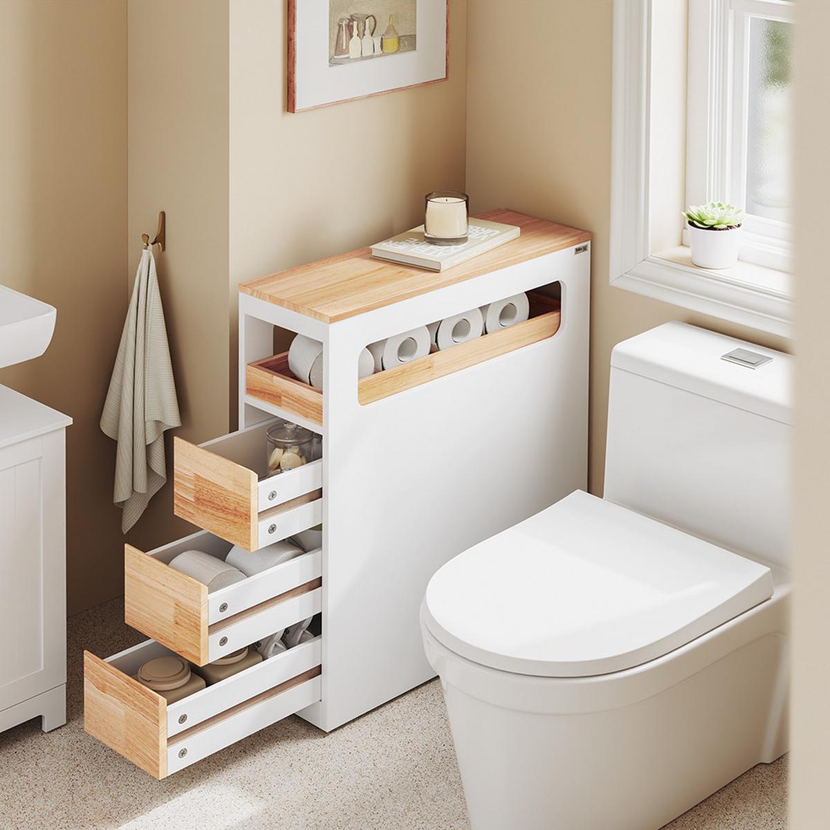 SCHRANK zur Toiletten-Nutzung BZR54-III-WN - Ahornfarben, Fell (65/82/23cm) - SoBuy