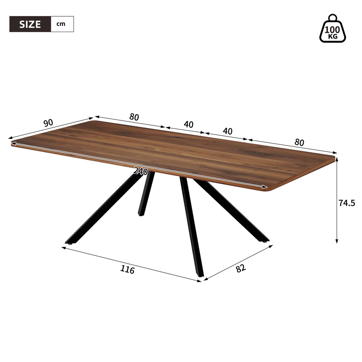 ESSTISCH AUSZIEHBARER 160-240 cm Walnuss & Metall – Moderner Esszimmertisch für 6-10 Personen mit Schwerlast-Auszug - Walnussfarben, Holzwerkstoff (90/240/74cm) - Urban Meuble
