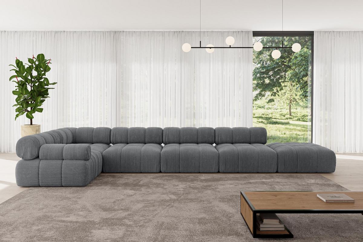 ECKSOFA modulares Sofa Felto-L3 - 475x190x70 cm Dunkelgrau Cord - Dunkelgrau, Holzwerkstoff/Textil (475/190cm) - ALTDECOR