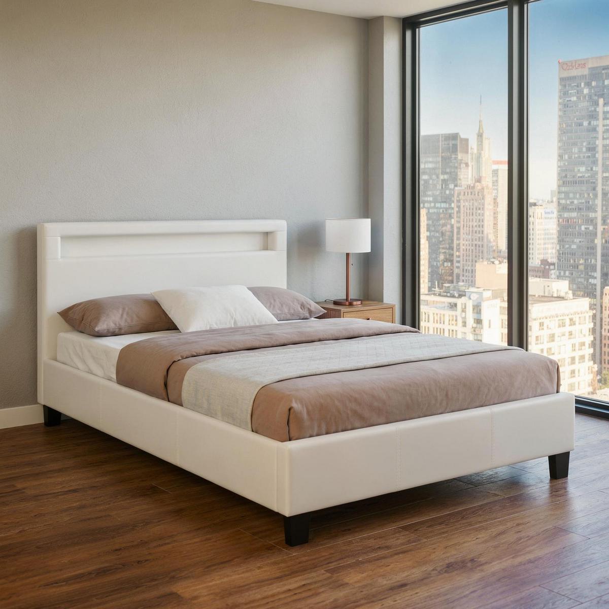 POLSTERBETT MIT LED MIRASOL 120X200 CM - Weiß, Textil (120/200cm) - CARO-Möbel