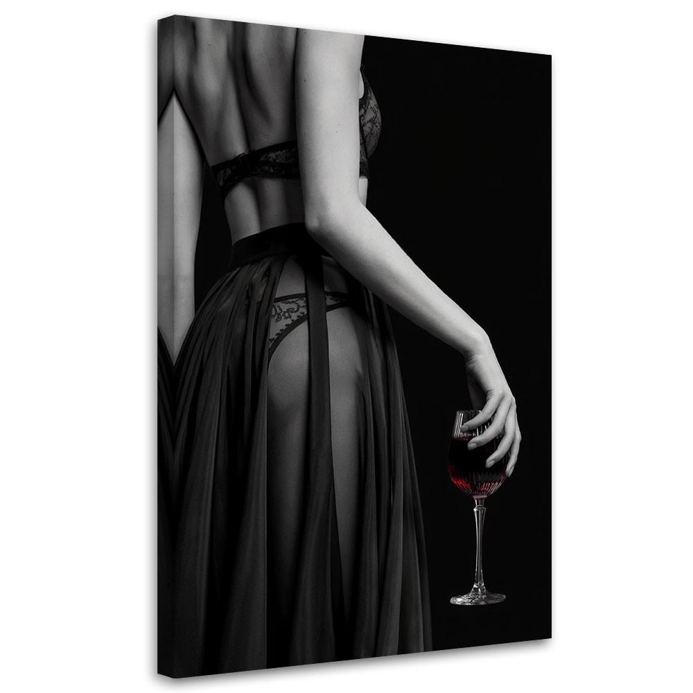 LEINWANDBILD Schöne Frau in Unterwäsche 70x100cm - Schwarz, Textil (70/100cm) - Feeby