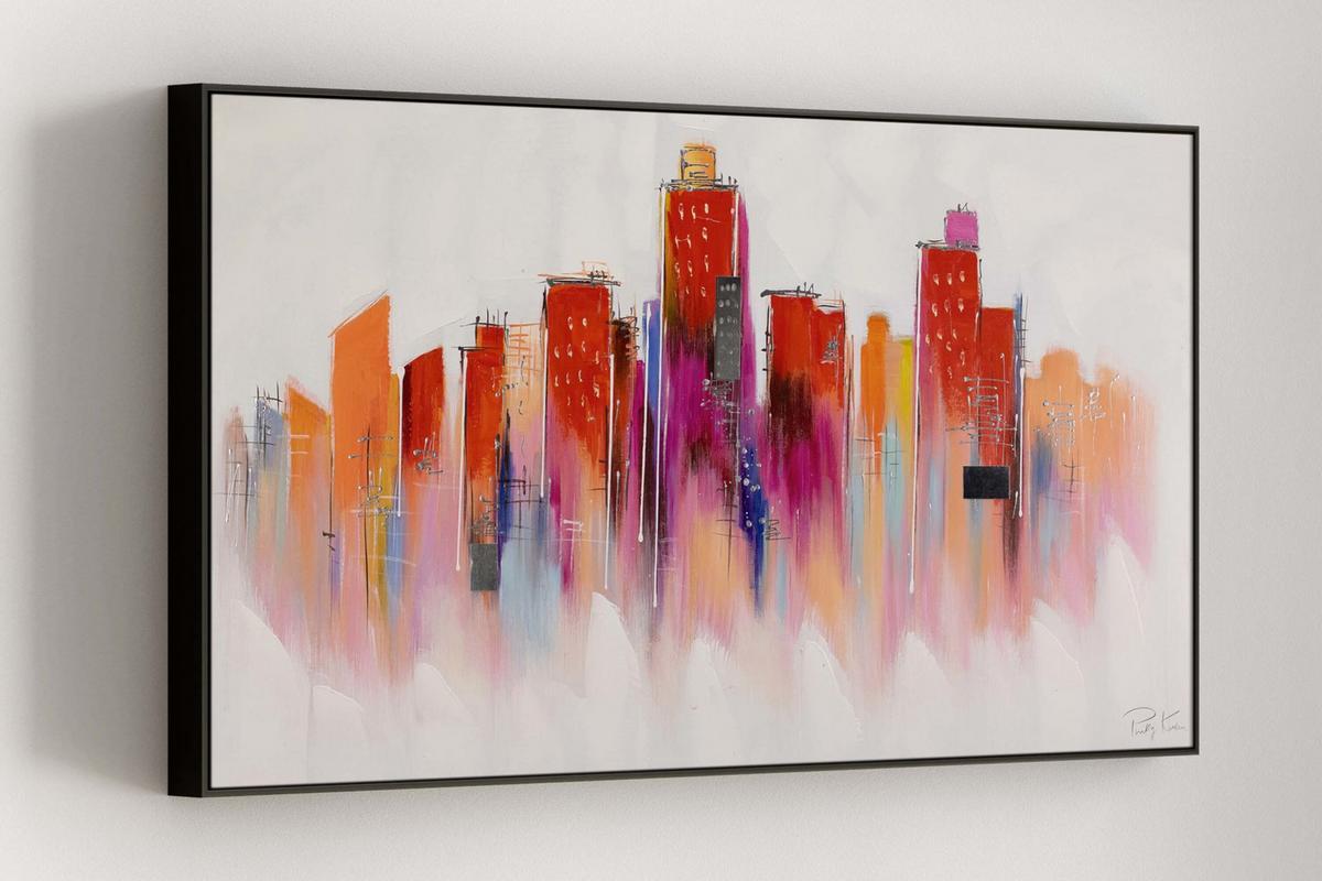 ACRYLBILD HANDGEMALT 120/60 cm - Rot/Weiß, Holz/Textil (120/60cm) - KUNSTLOFT