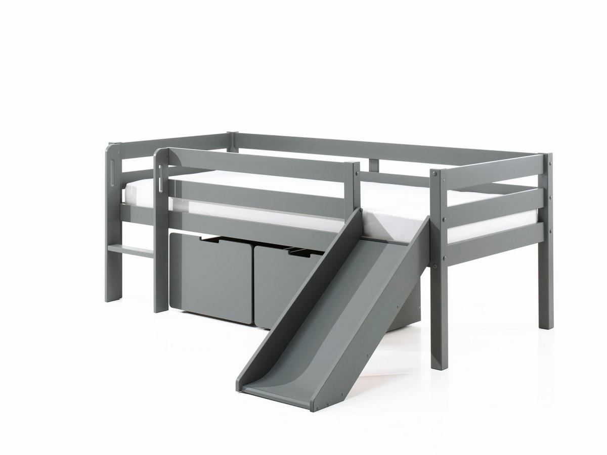 KOJENBETT mit Rutsche Karolina 208x83x175 aus Massivholz in Grau - Grau, Holz (90/200cm) - 58aufmkessel