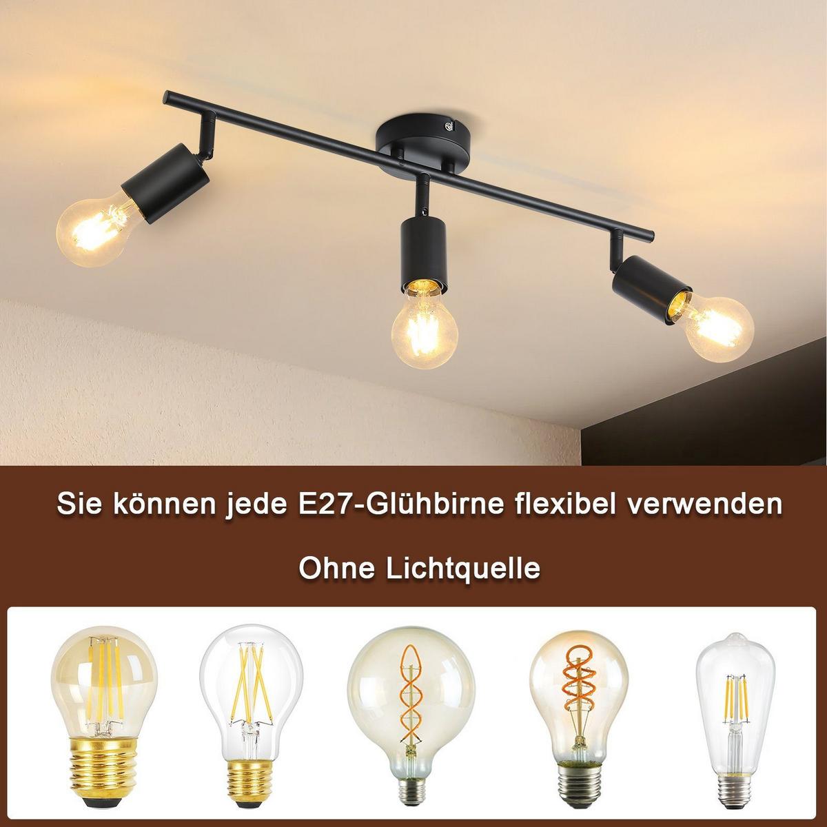 DECKENSTRAHLER Laser 3-flammig 52/9/16 cm - Schwarz, Metall (52/9/16cm) - Nettlife