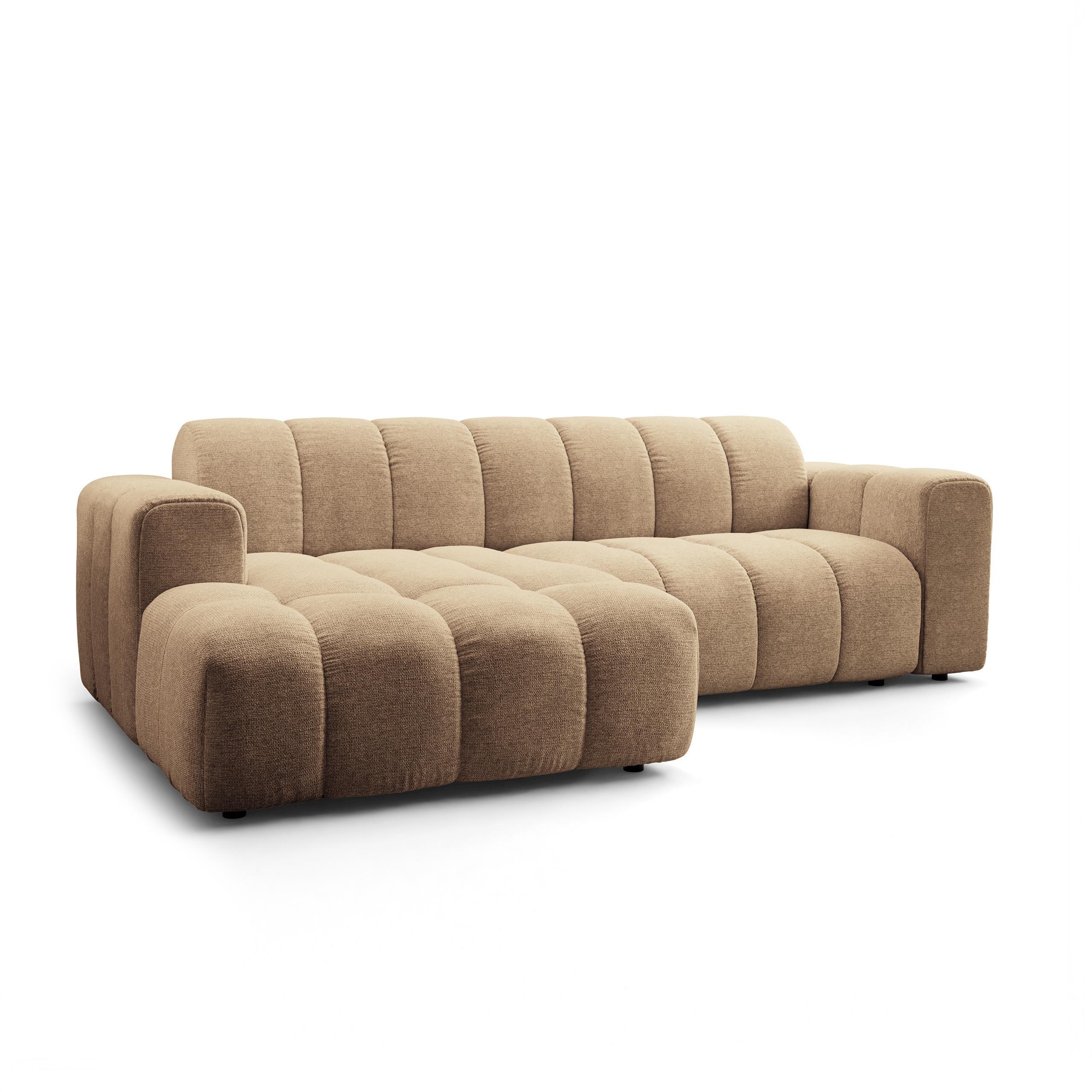 ECKSOFA TISI Beige Strukturstoff - Beige, Holz (274/165cm) - MASSENO