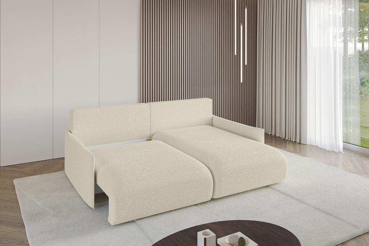 ECKSOFA Ottomane rechts ONESK-L -v1 216x177x72 Beige Bouclé - Hellbraun/Creme, Holzwerkstoff/Kunststoff (177/216cm) - ALTDECOR