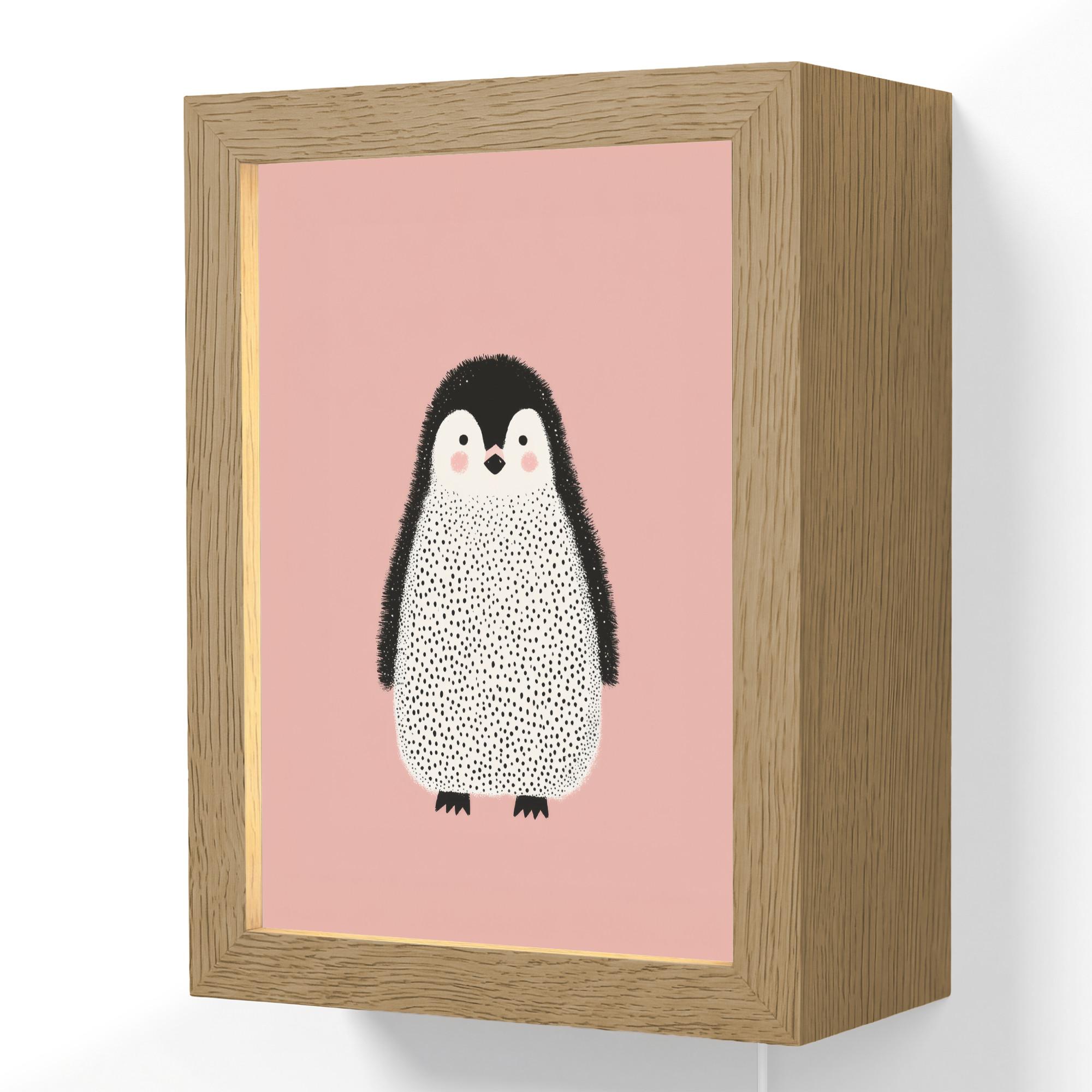 WANDLEUCHTE Pinguin - Punkte - Minimalistisch - Rosa 15x20 cm - Rosa, Holzwerkstoff (15/20/8cm) - OnlyWow
