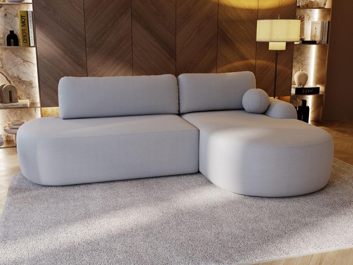 ECKSOFA Aurio O Bouclé-Stoff Grau Rechts - Grau, Holz/Textil (271/177cm) - Graingold