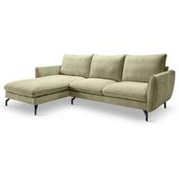 SOFA grün Webstoff 259 x 167 cm, Ecksofa 5-Sitzer, L-Sofa Ottomane links - Schwarz/Grün, Holz/Textil (259/167cm) - Inn.Furn