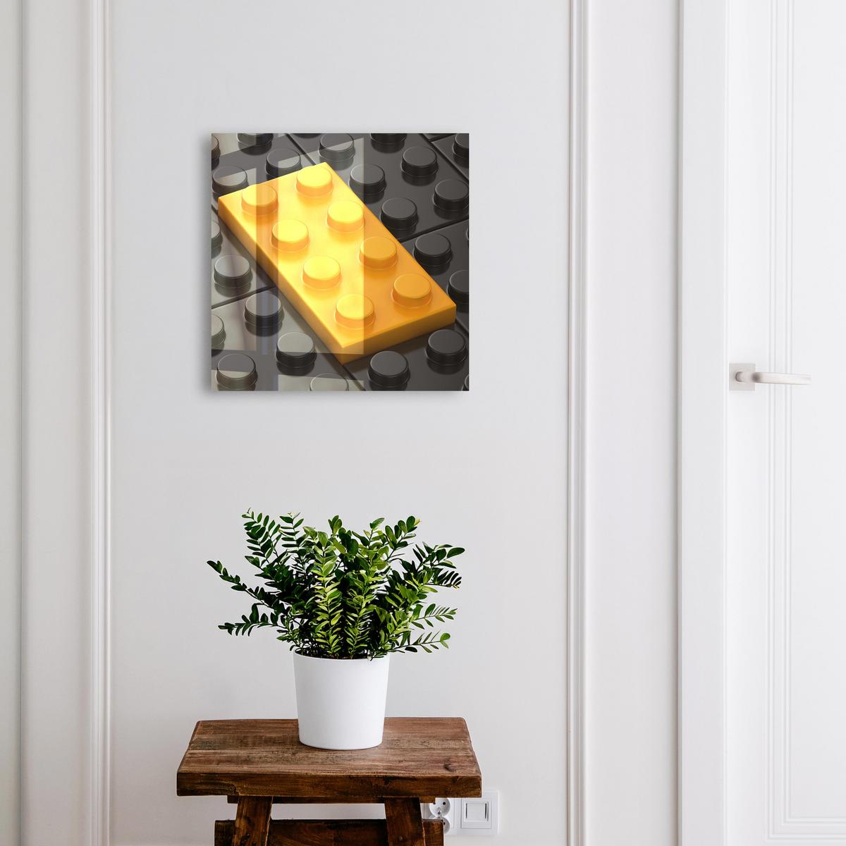 SCHLÜSSELBOX Schwarz 30x30 cm- Türöffnung nach rechts - Gelber Block - Gelb, Metall (30/30/5cm) - TULUP