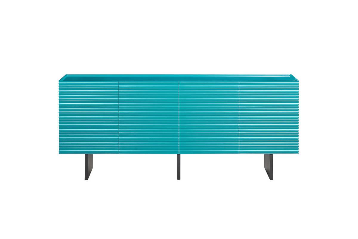 SIDEBOARD LYNN Blau Holz - Blau/Schwarz, Holzwerkstoff/Metall (180/75/40cm) - KAWOLA