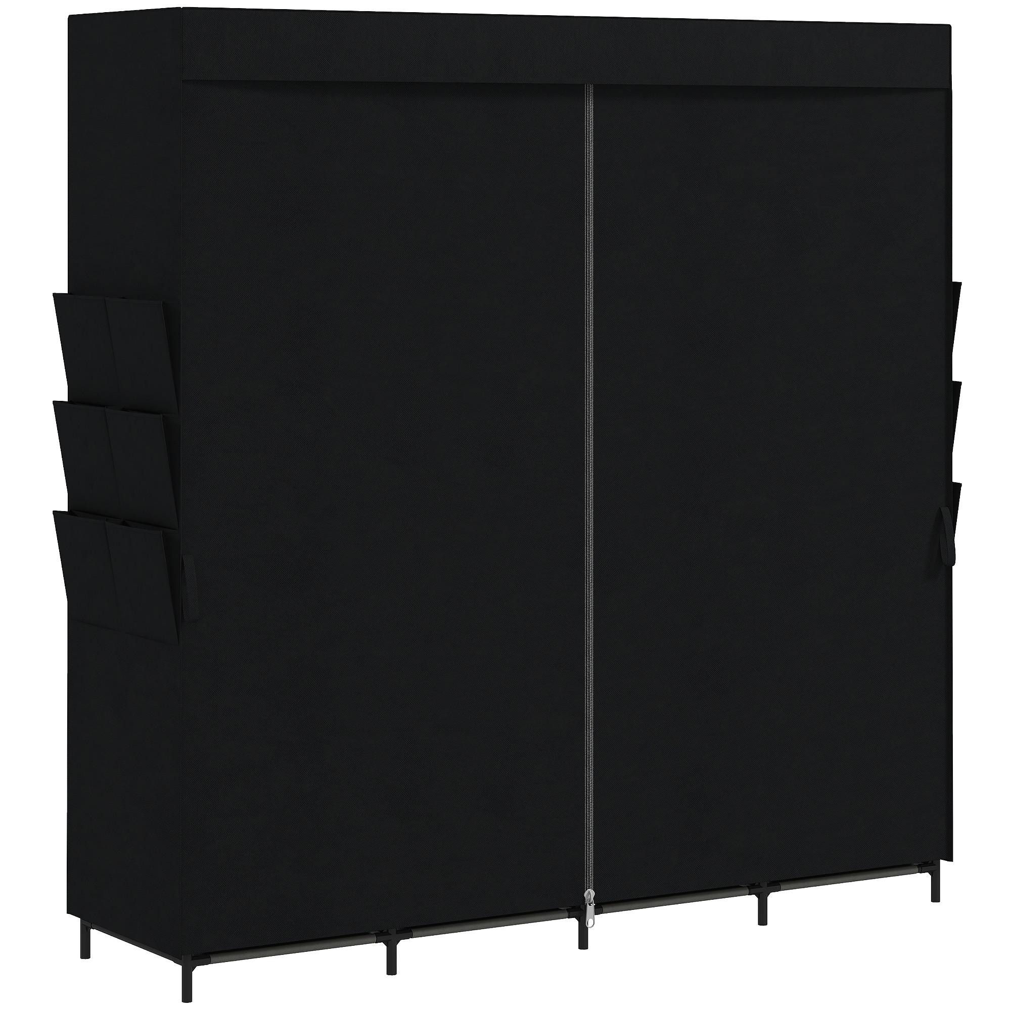 STOFF-KLEIDERSCHRANK Vliesstoff Stahl Schwarz - Schwarz, Textil (45/167/170cm) - HOMCOM