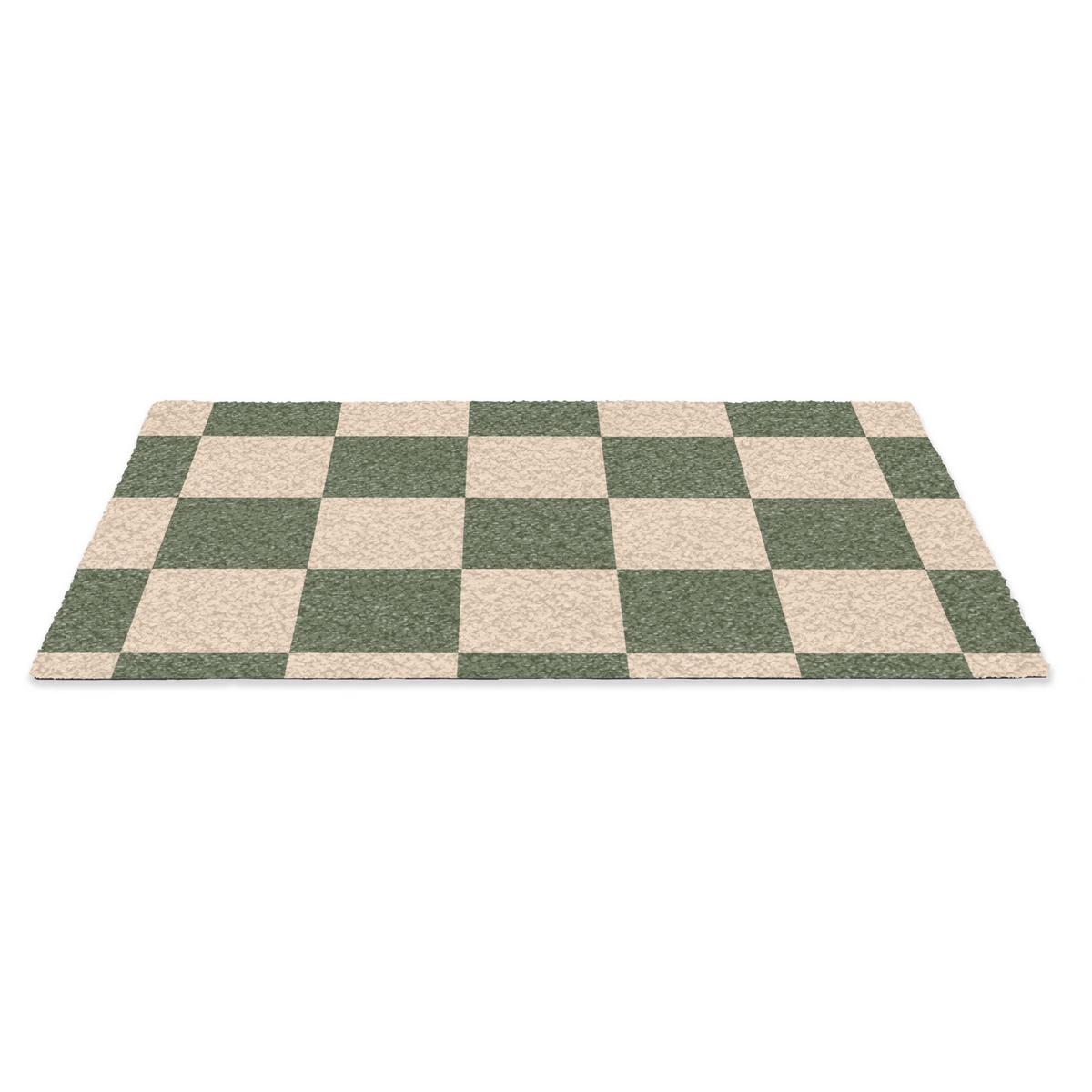 FUSSMATTE Schachbrettmuster - Grün - Beige - Blöcke Flurteppich 60x40 cm - Olivgrün, Kunststoff (60/0.4cm) - MuchoWow