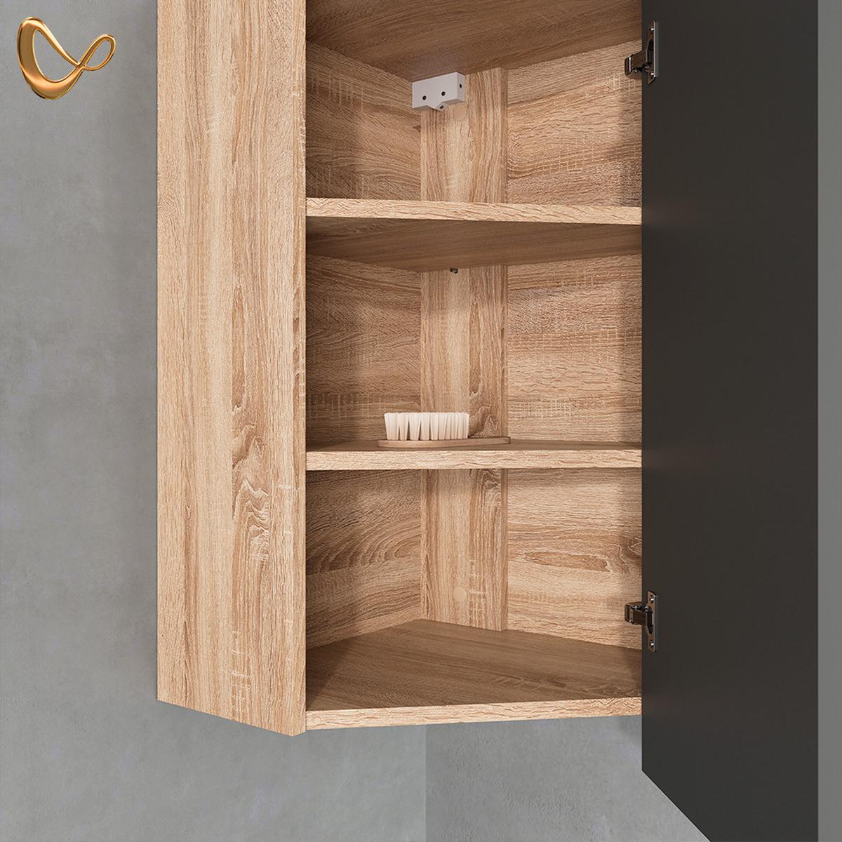 BADSCHRANK Marano Anthrazit 42.4 x 75 cm mit Tür und offenen Fächern - Anthrazit, Holzwerkstoff (42.4/75/42.4cm) - Livinity®
