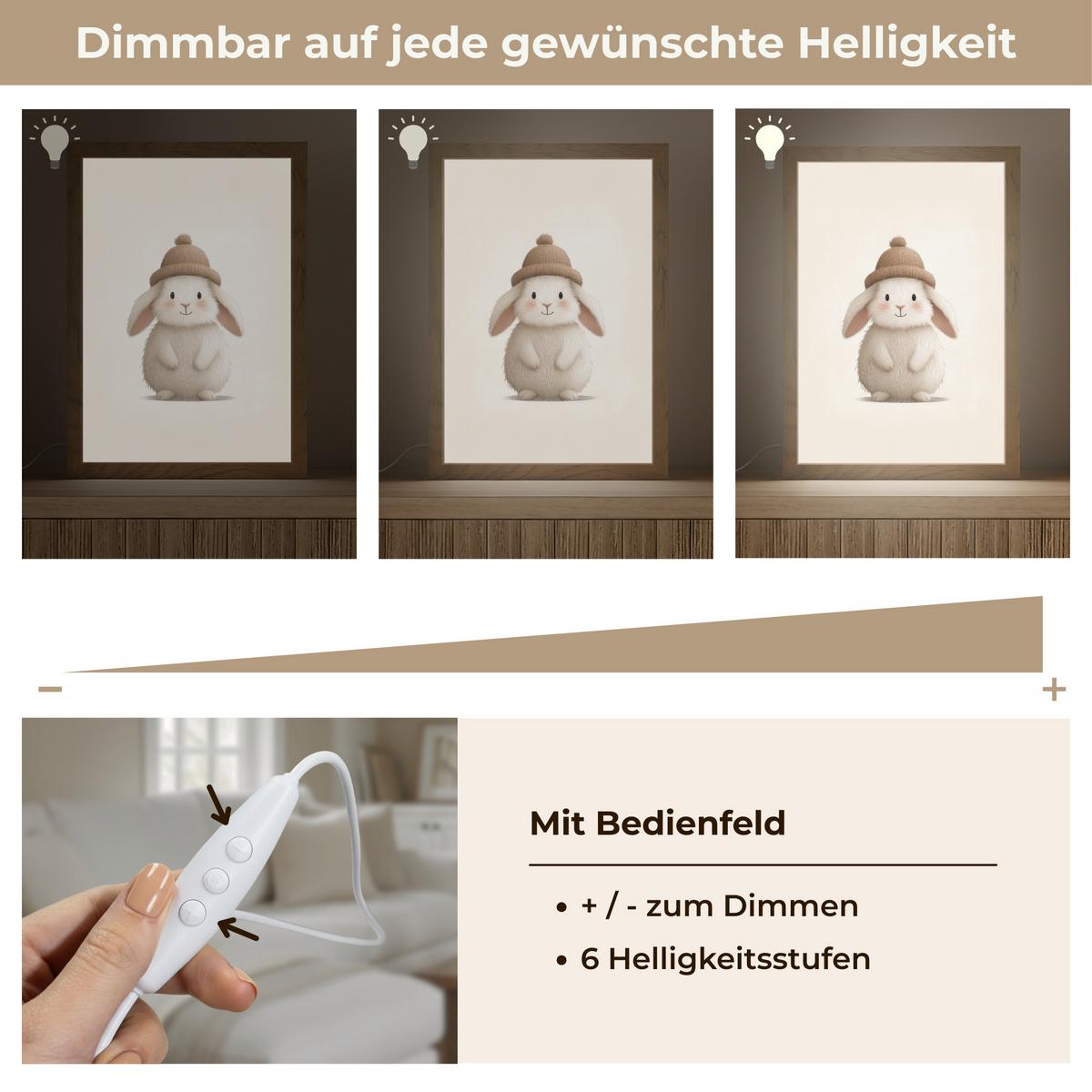 WANDLEUCHTE Kaninchen - Hut - Ohren - Beige 20x30 cm - Creme, Holzwerkstoff (20/30/8cm) - OnlyWow