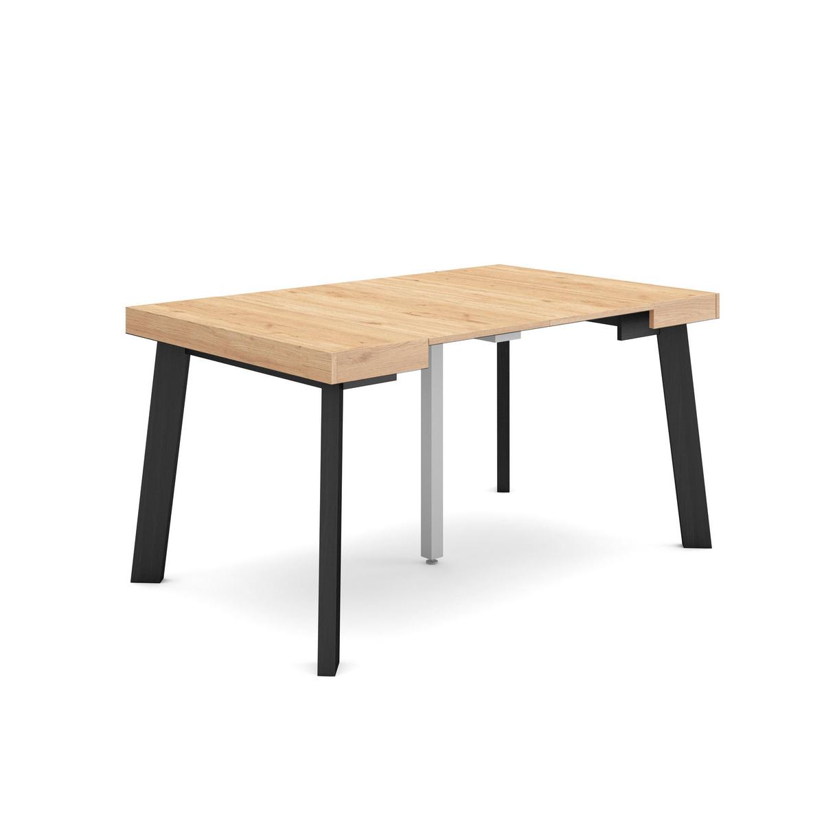 KONSOLENTISCH ausziehbar 58 bis 140cm, für 6 Gäste, eiche, schwarz, 90/58/73cm - Eichefarben/Schwarz, Holzwerkstoff (90/140/73cm) - Skraut Home
