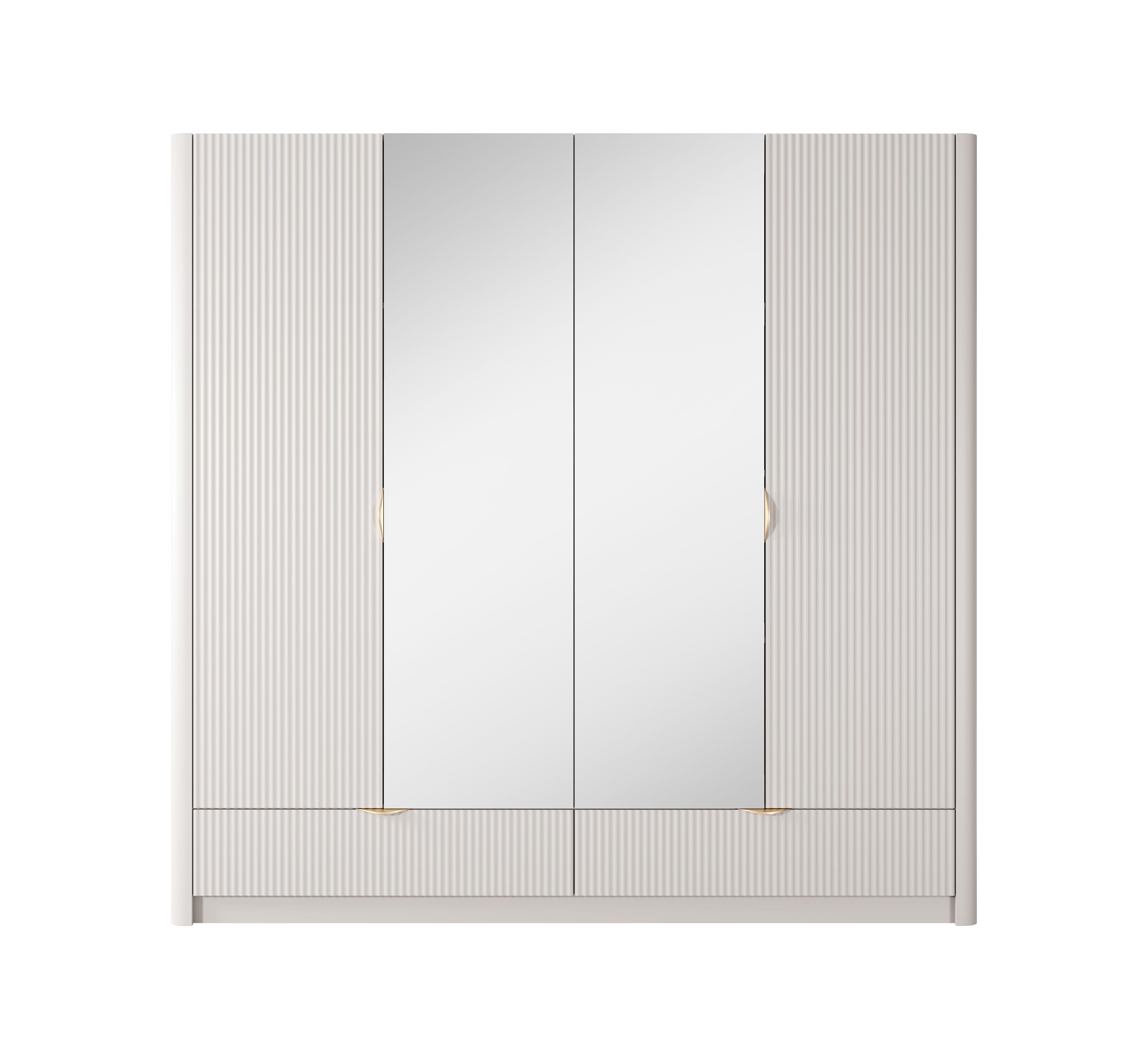 KLEIDERSCHRANK Vespasia 4T 2S Beige 213/208,4/54,6 cm – Geriffelten Fronten - Beige, Holzwerkstoff (213/208.4/54.6cm) - AX Living