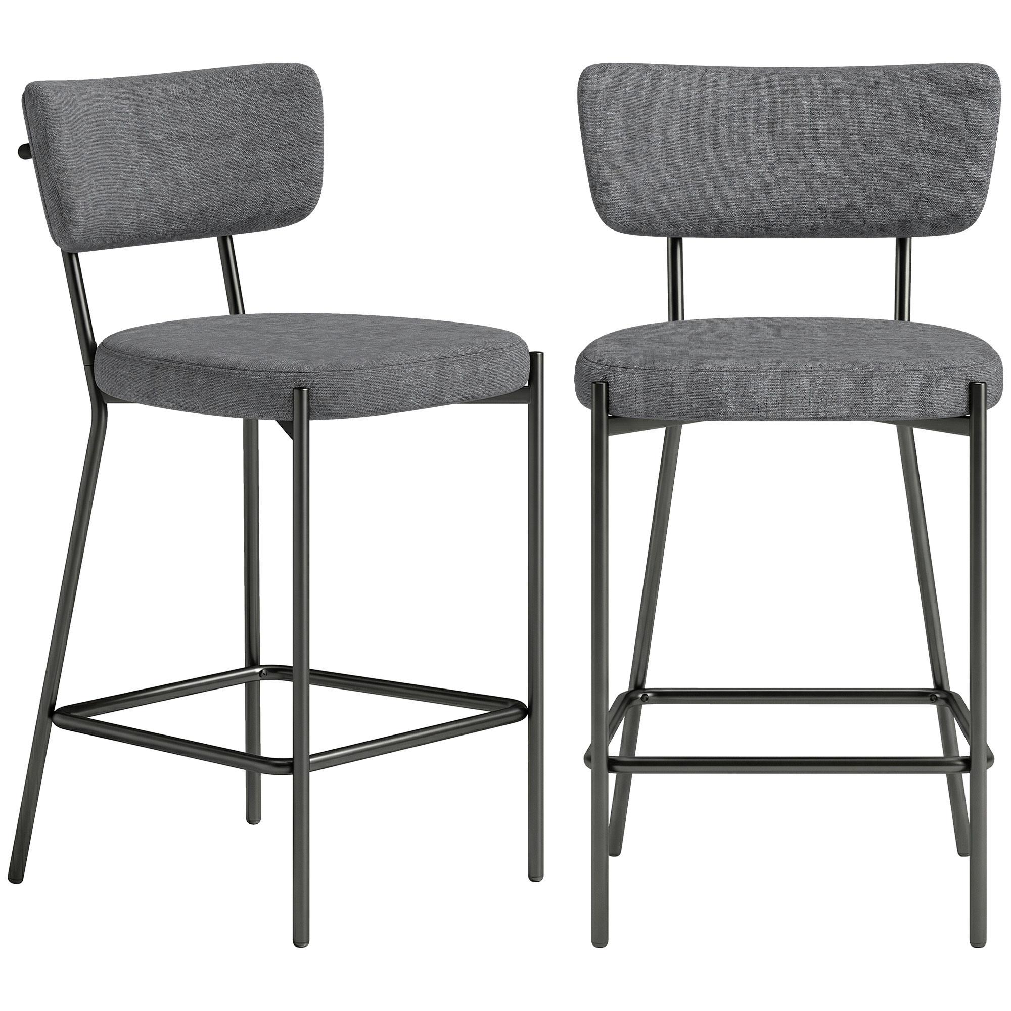 BARHOCKER SET 2 TLG. aus Polyester Metall Grau - Schwarz/Grau, Textil/Metall (49/93/53cm) - HOMCOM