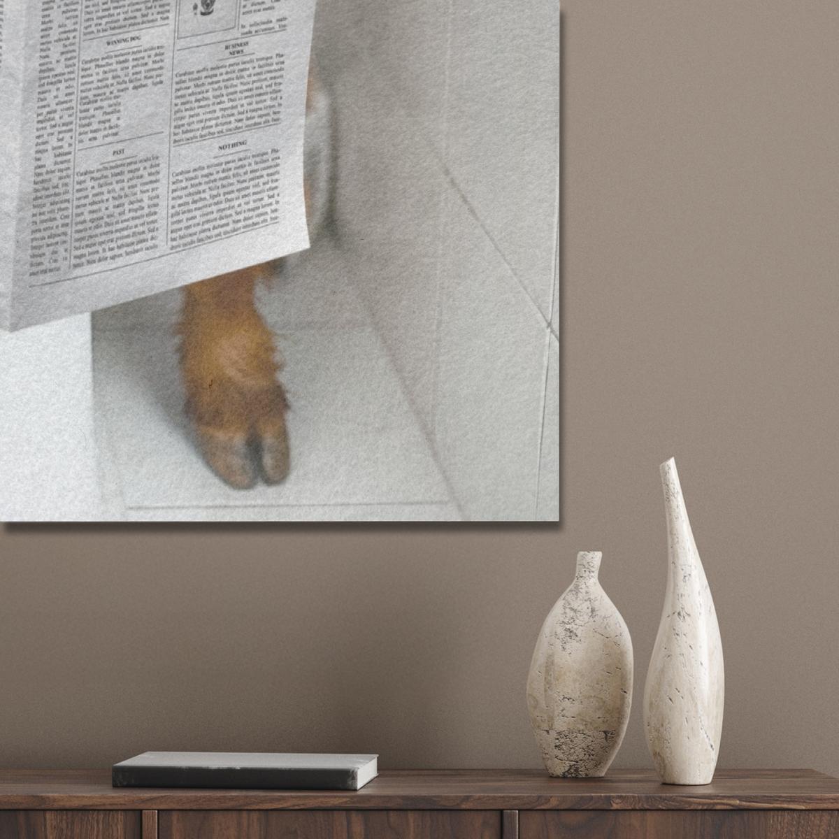 AKUSTIKBILD Schottischer Highlander - Tier - Zeitung - Toilette Wanddeko 70x100 cm - Kastanienfarben, Kunststoff (70/100/0.9cm) - MuchoWow