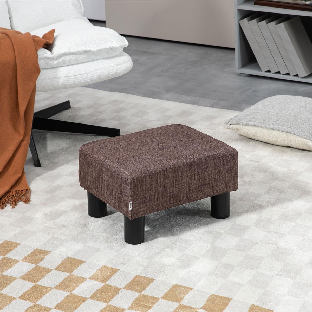 FUSSHOCKER, Sitzhocker, Rechteckiger Ottoman, Fußstütze aus Leinen, Braun - Braun, Textil (30/24/40cm) - HOMCOM