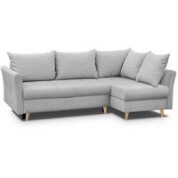 ECKSCHLAFSOFA Neron mit 2 Bettkasten und Beine in Buchefarbe, Hellgrau, rechts - Buchefarben/Hellgrau, Textil (233/148cm) - Beautysofa