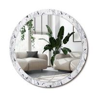 SPIEGEL Rund Ø 100 cm mit Aufdruck - Blau/Weiß, Glas (100/100/0.4cm) - Wallfluent