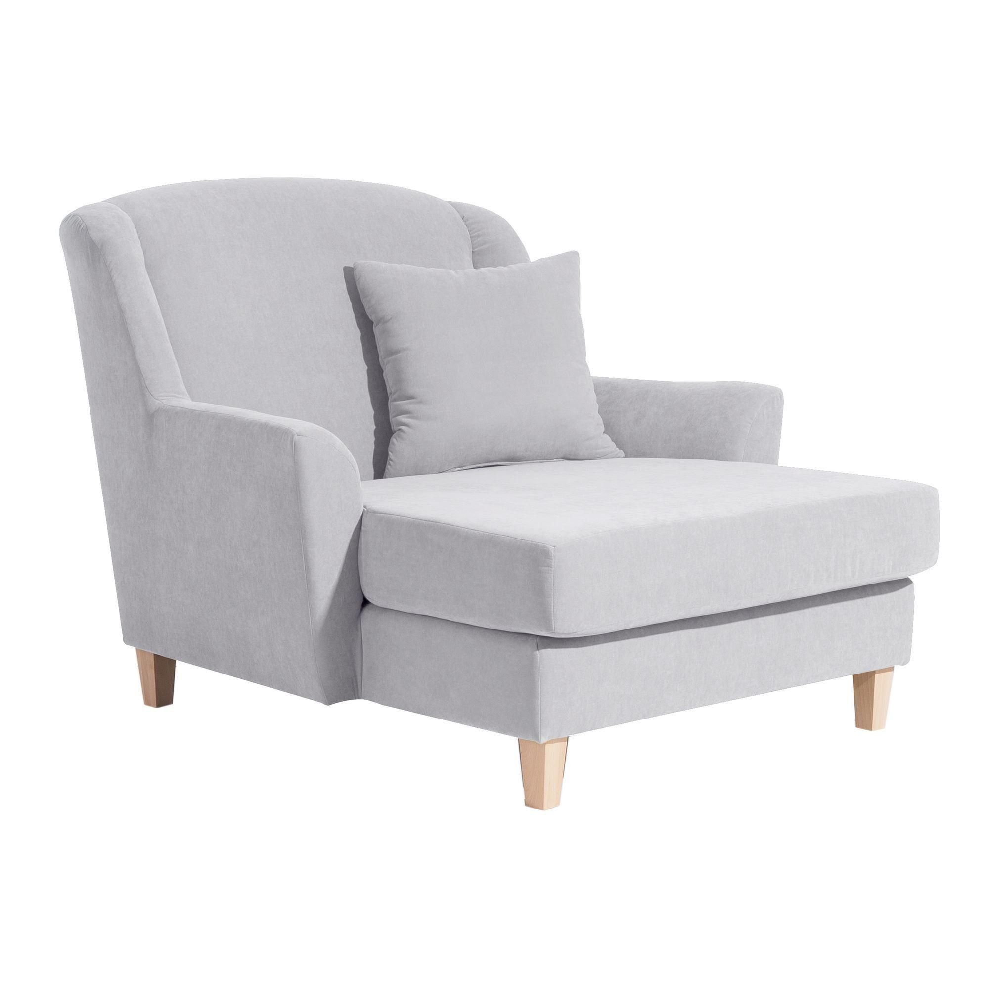 SESSEL XXL Karil Bezug Veloursstoff Buche natur / silber - Grau, Kunststoff (136/107/142cm) - 58aufmkessel