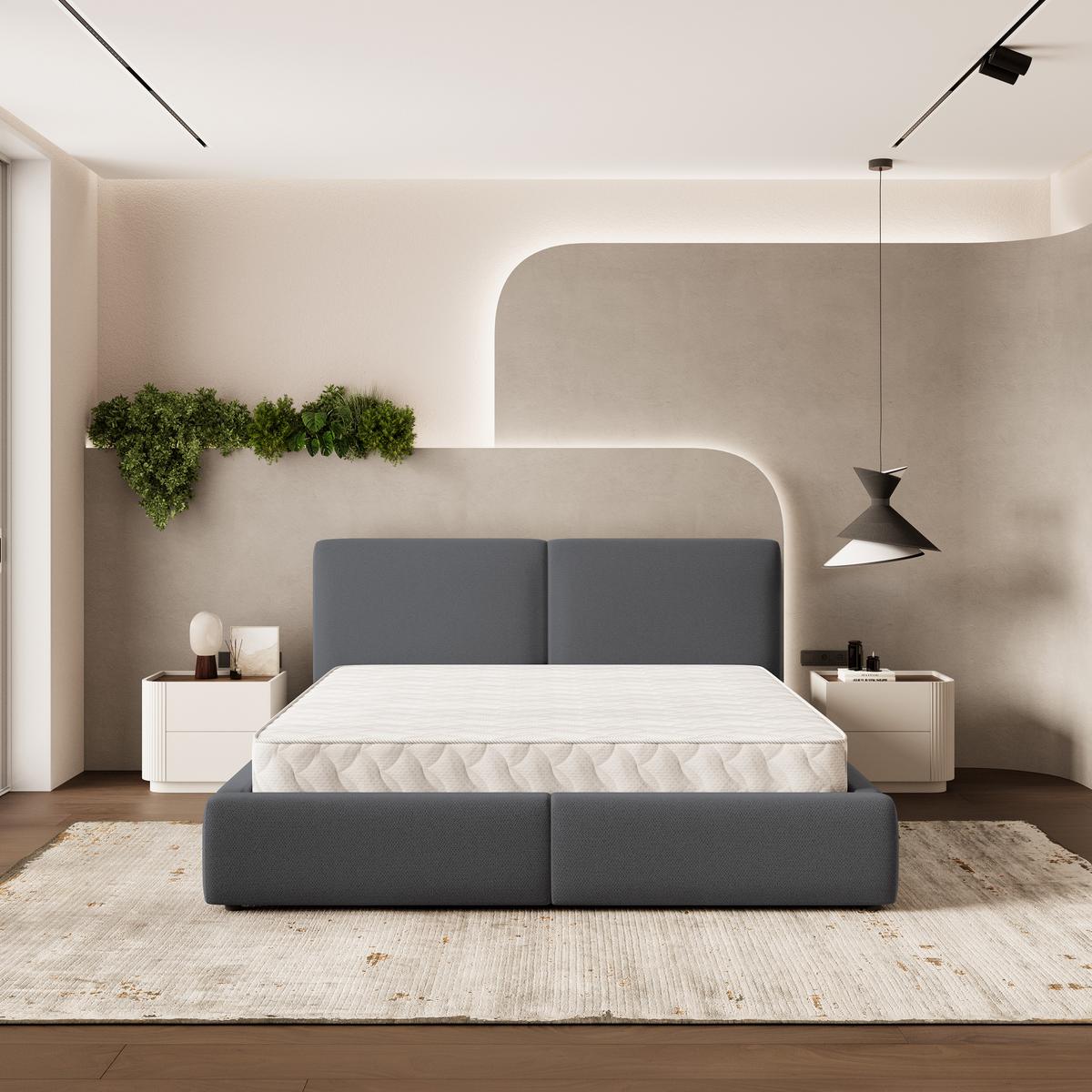 POLSTERBETT FELURO SR 200x200 cm mit Bettkästen - Graphitfarben - Graphitfarben, Holz/Textil - MASSENO