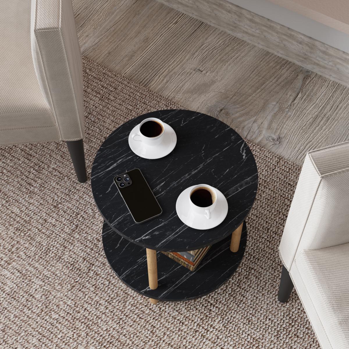 BEISTELLTISCH Ves - Schwarz, Holzwerkstoff (42/42/49cm) - [en.casa]