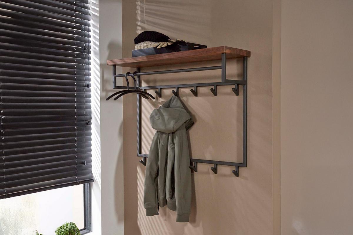 GARDEROBE ADELIA Grau Nussbaum - Grau, Metall (100/80/30cm) - KAWOLA