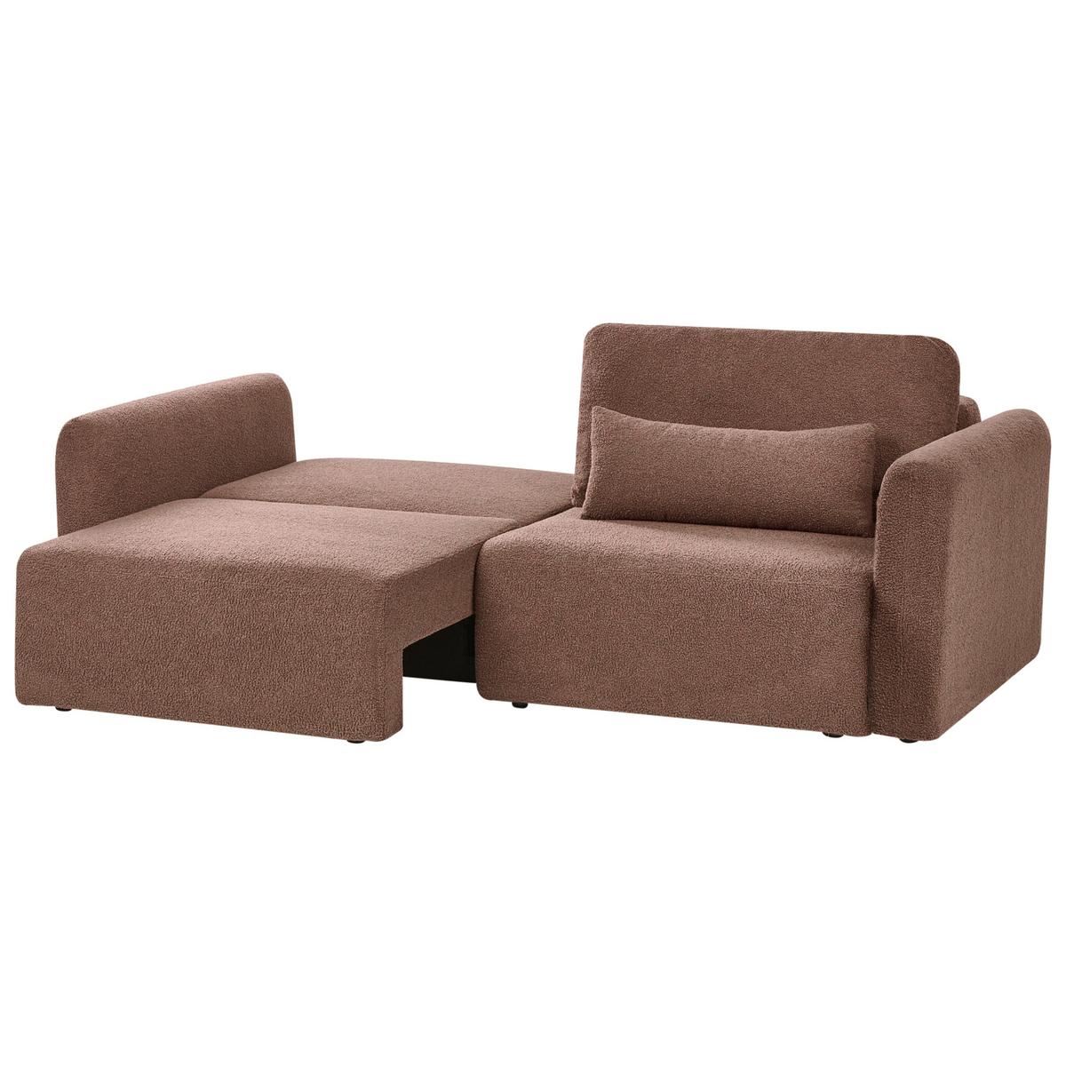 SCHLAFSOFA 3-Sitzer Bouclé Braun mit Stauraum Vaxholm - Braun, Textil (232/86/87cm) - Beliani