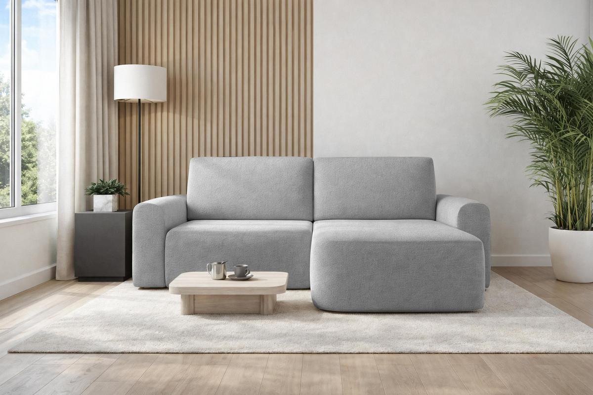 ECKSOFA L Form Otterton Hellgrau 250/180/95 cm Rechts mit Schlaffunktion - Hellgrau/Schwarz, Kunststoff/Textil (250/180cm) - AX Living