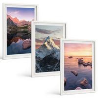 BILDER SET 3er Set - 40x60 cm Weißer Rahmen - Berglandschaften im Hintergrund - Weiß, Kunststoff (40/60cm) - TULUP