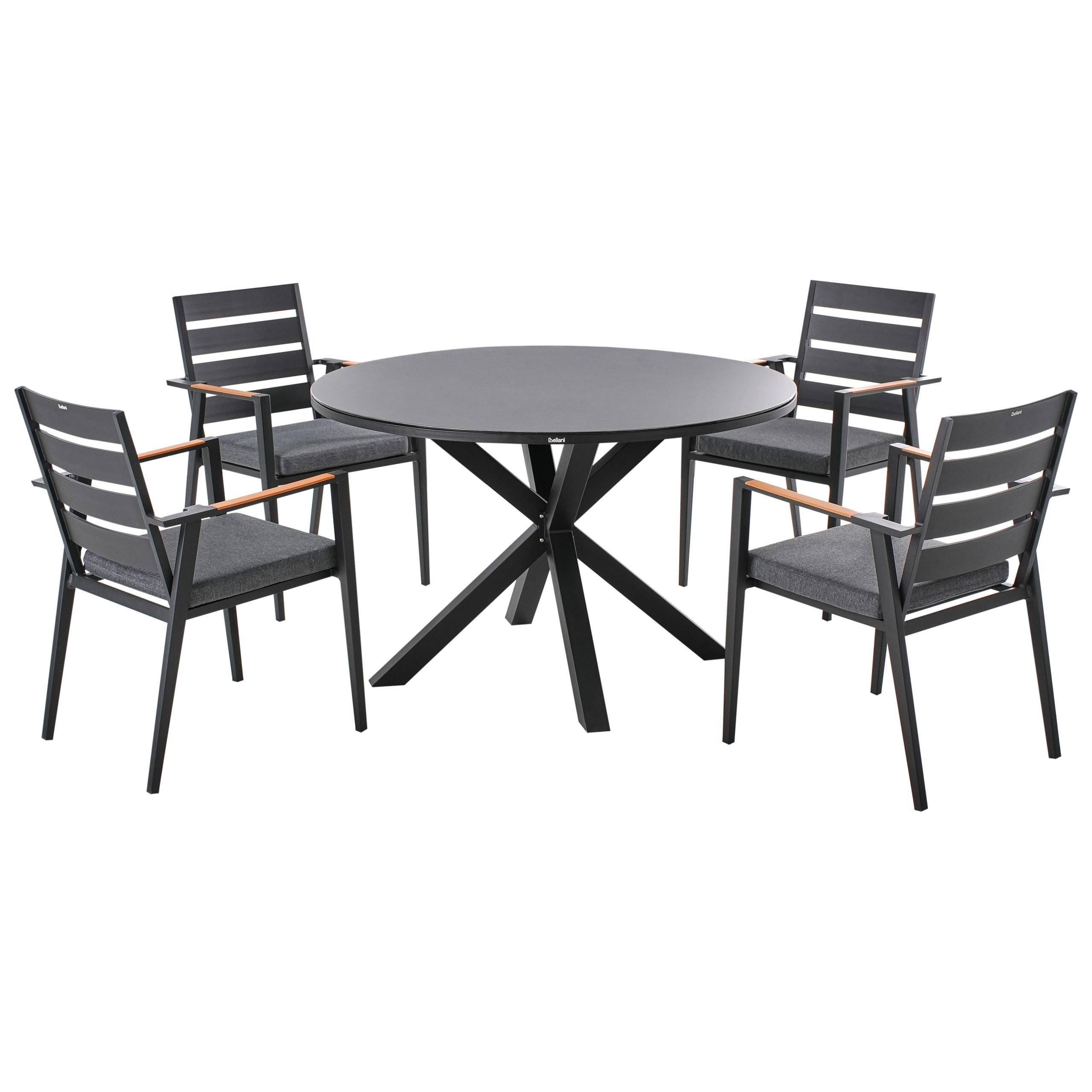 GARTENMÖBEL-SET 4-Sitzer Schwarz Metall Maletto/taviano - Schwarz, Metall - Beliani