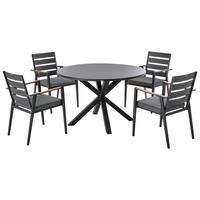 GARTENMÖBEL-SET 4-Sitzer Schwarz Metall Maletto/taviano - Schwarz, Metall - Beliani